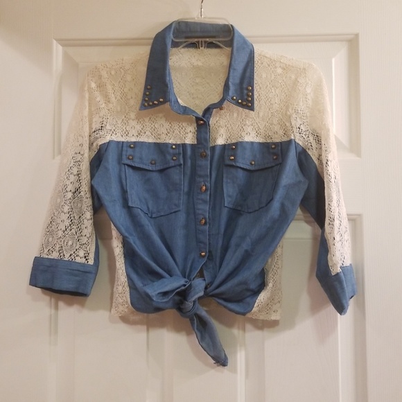 Anthropologie Tops - B2G1 Anthropology lulumari crop lacey tie up top